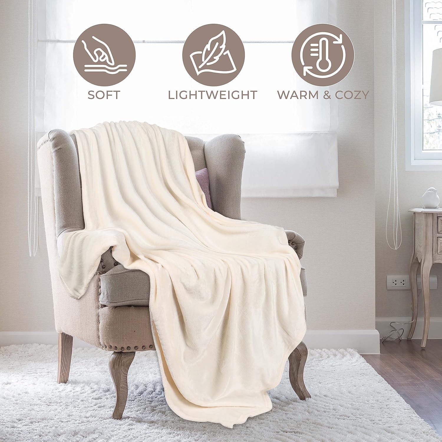 SUPERIOR Manta de forro polar, afelpada, esponjosa, suave, mantas decorativas para dormitorio, sofá, ropa de cama mullida, bonita decoración de