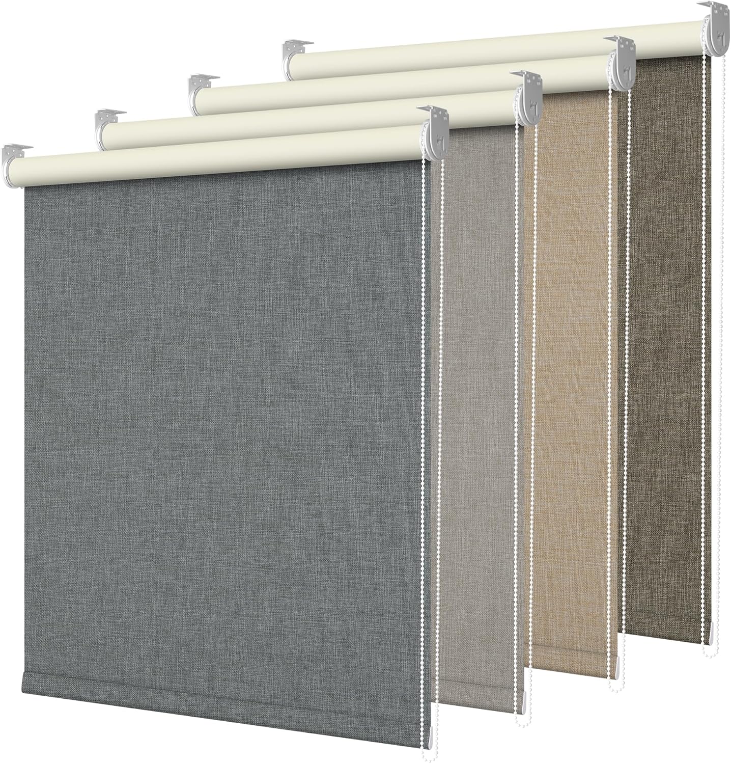 Boolegon Persianas enrollables opacas para ventanas, persianas enrollables para ventanas de interior, persianas enrollables de tela de lino, con