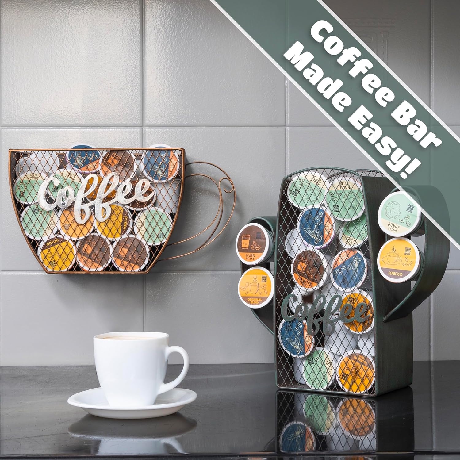 Made Easy Kit Organizador de cápsulas de café, decoración funcional de la barra de café para el hogar, accesorios de almacenamiento de encimera de
