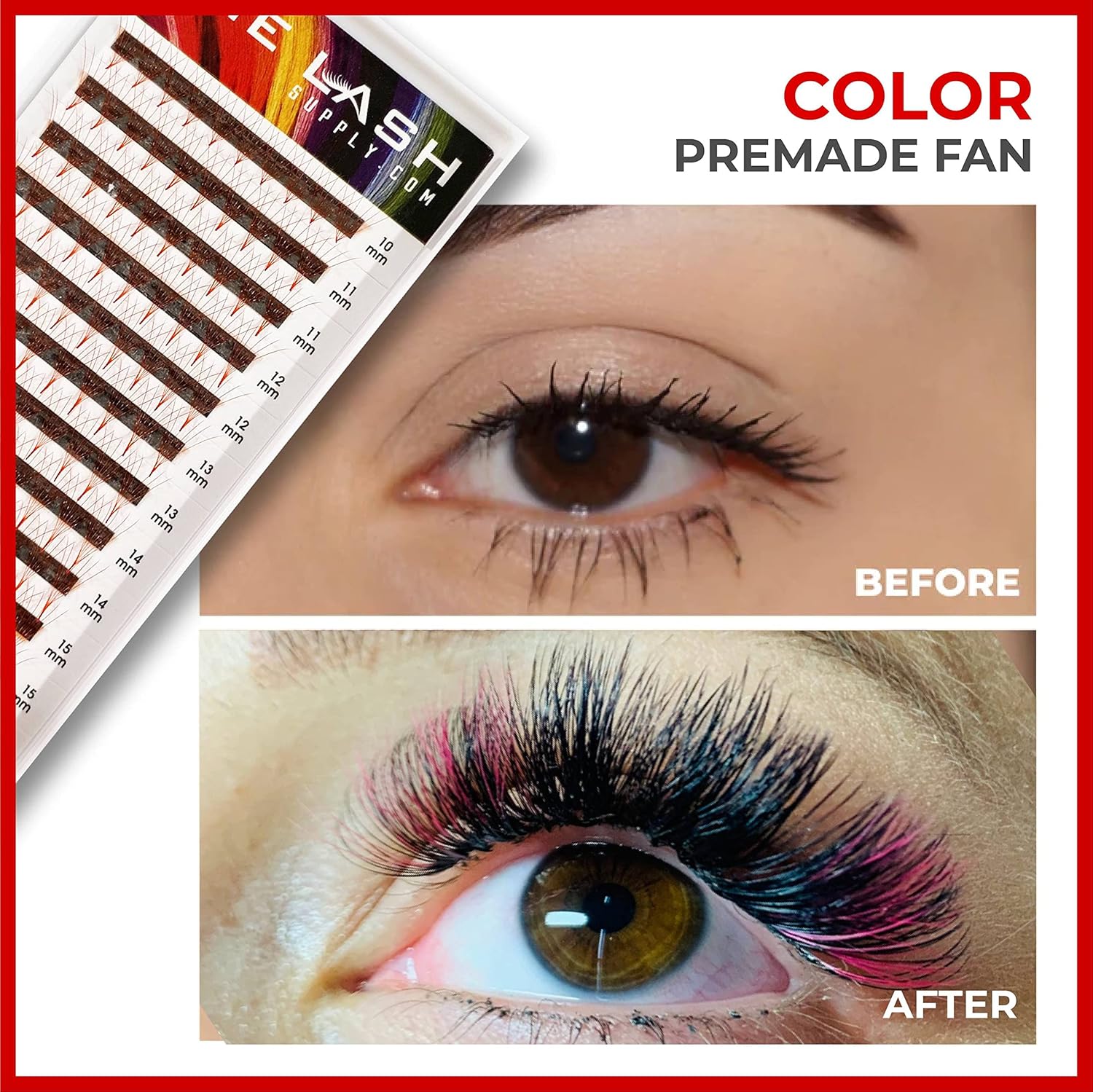 THE LASH SUPPLY 120 abanicos de Halloween, extensiones de pestañas de color prefabricadas 6D, rizo CC, longitud de mezcla de 0.39 a 0.63 pulgadas,