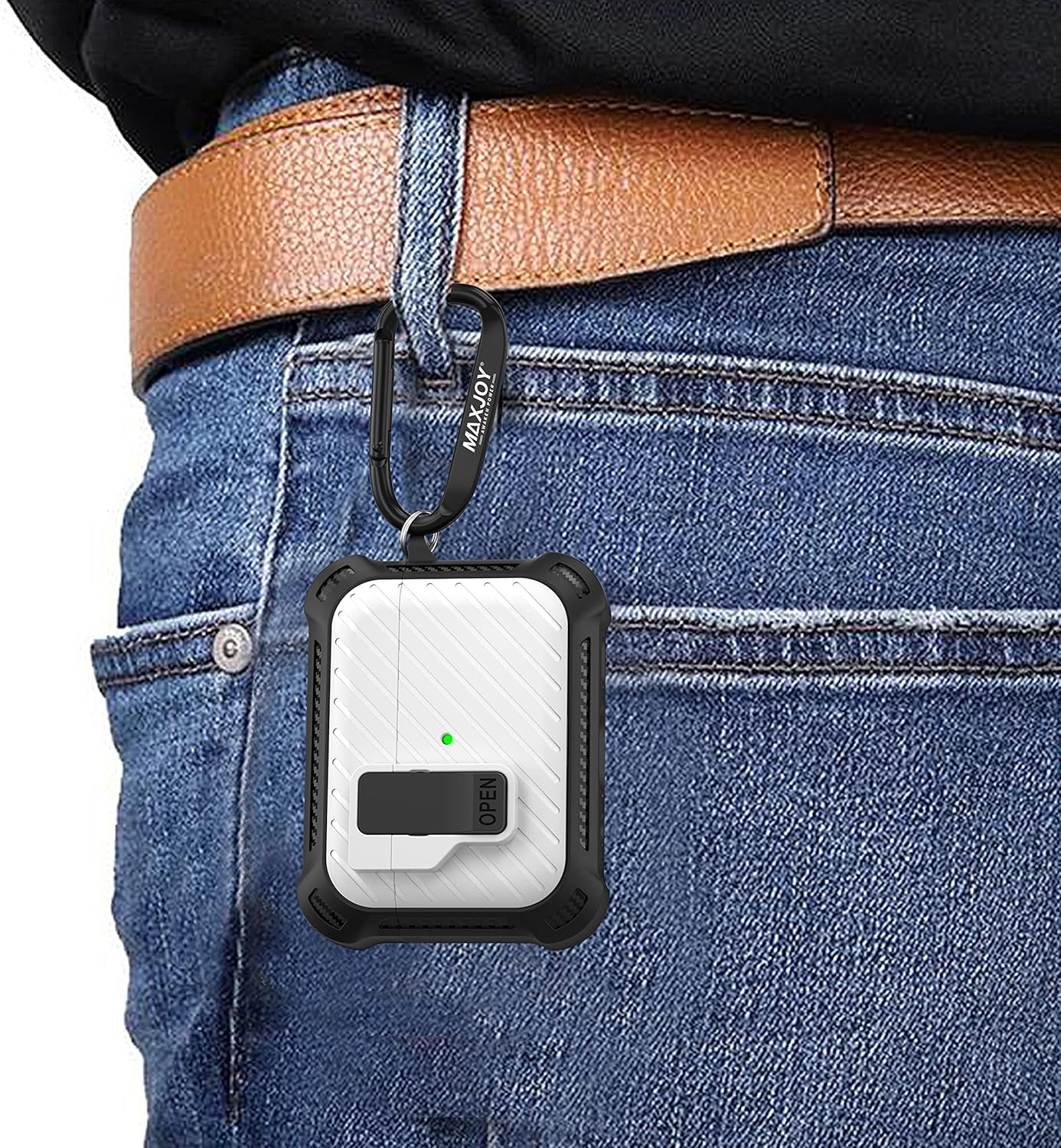 Maxjoy Funda para AirPods Pro de 2 generación, funda protectora para AirPods Pro 2Pro con cubierta de bloqueo seguro automático con llavero