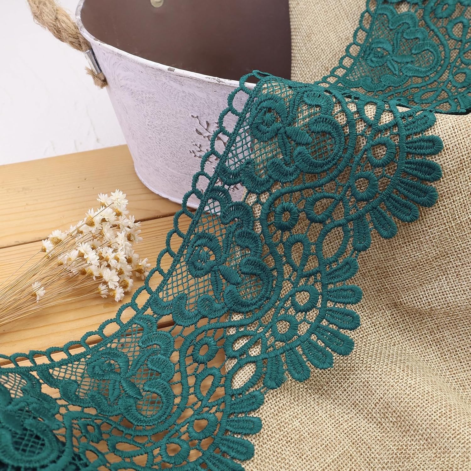 IDONGCAI Cinta de encaje de Venecia de 4 pulgadas de ancho con borde de encaje floral de Venecia, apliques de boda bordados para manualidades de