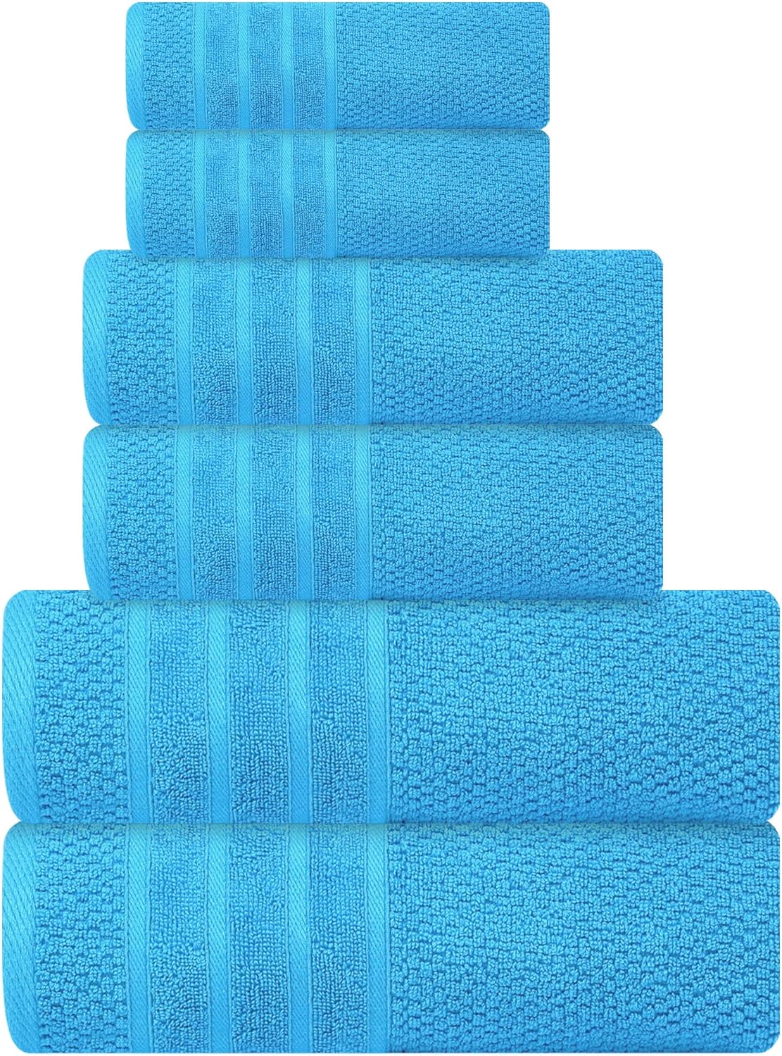 Juego de toallas de baño, 100% algodón, 2 toallas de baño, 2 toallas de mano y 2 toallas pequeñas, grandes, de secado rápido, absorbentes, suaves y