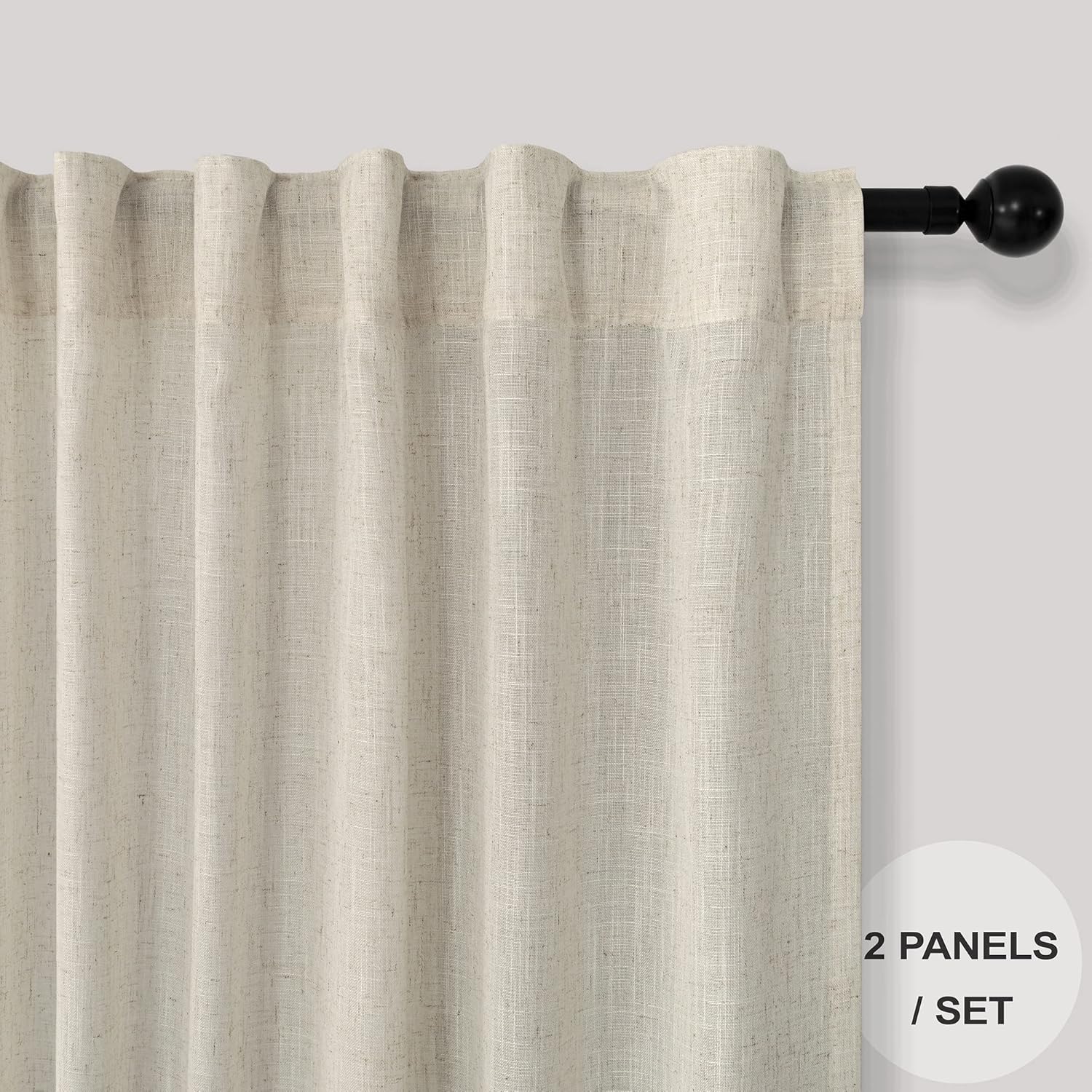 Cortinas de cocina de lino para ventana pequeña de 36 pulgadas de largo, 2 paneles con bolsillo con pestañas traseras, arpillera primitiva, granja,