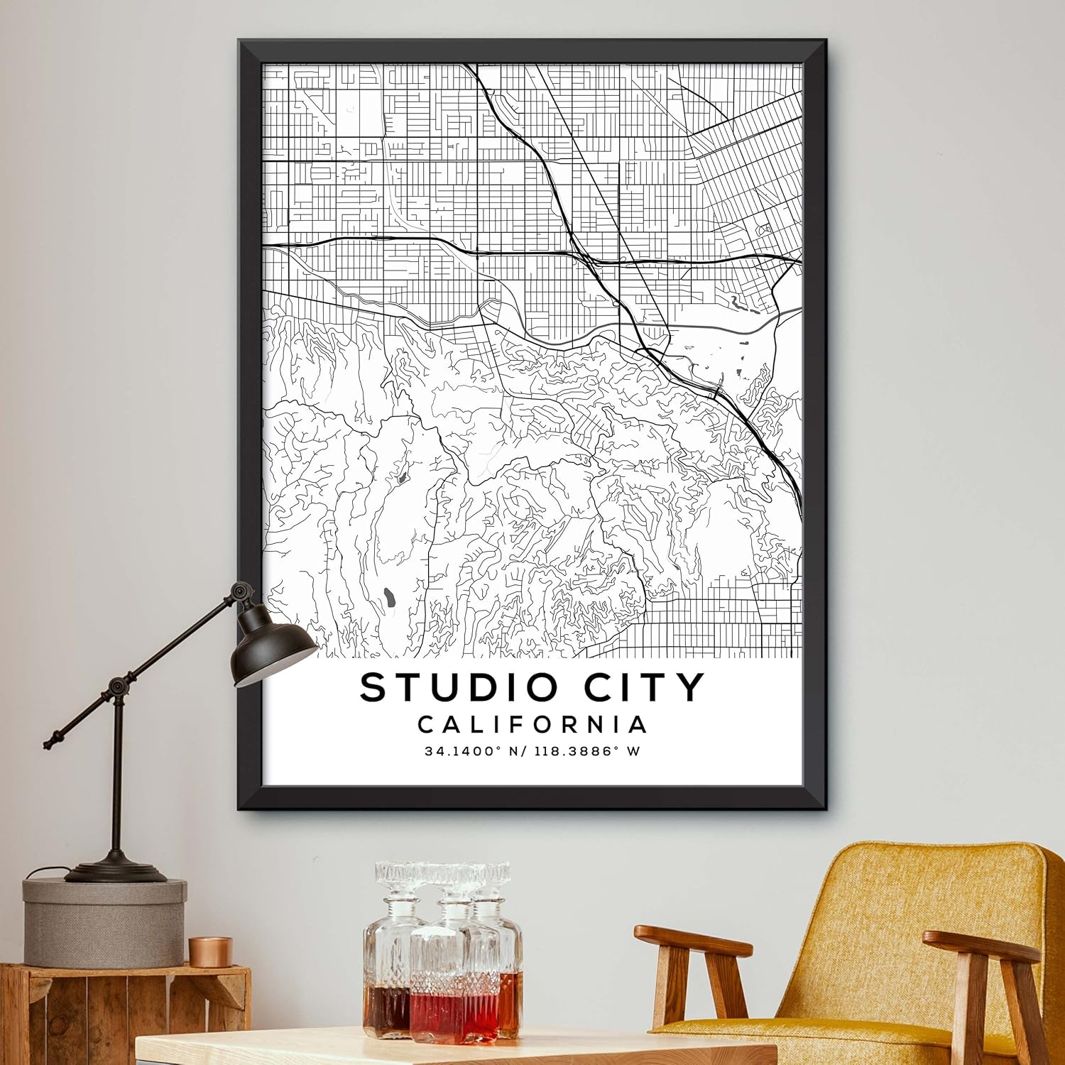 Mapa de Studio City, California, Light 2 (18×24)