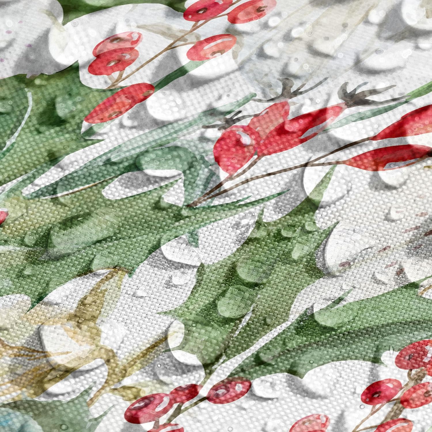 Ambesonne Watercolor Table Runner & Placemats, Christmas Themed Floral Poinsettia Berries Winter Inspirations Leaf, Set for Dining Table Decor,