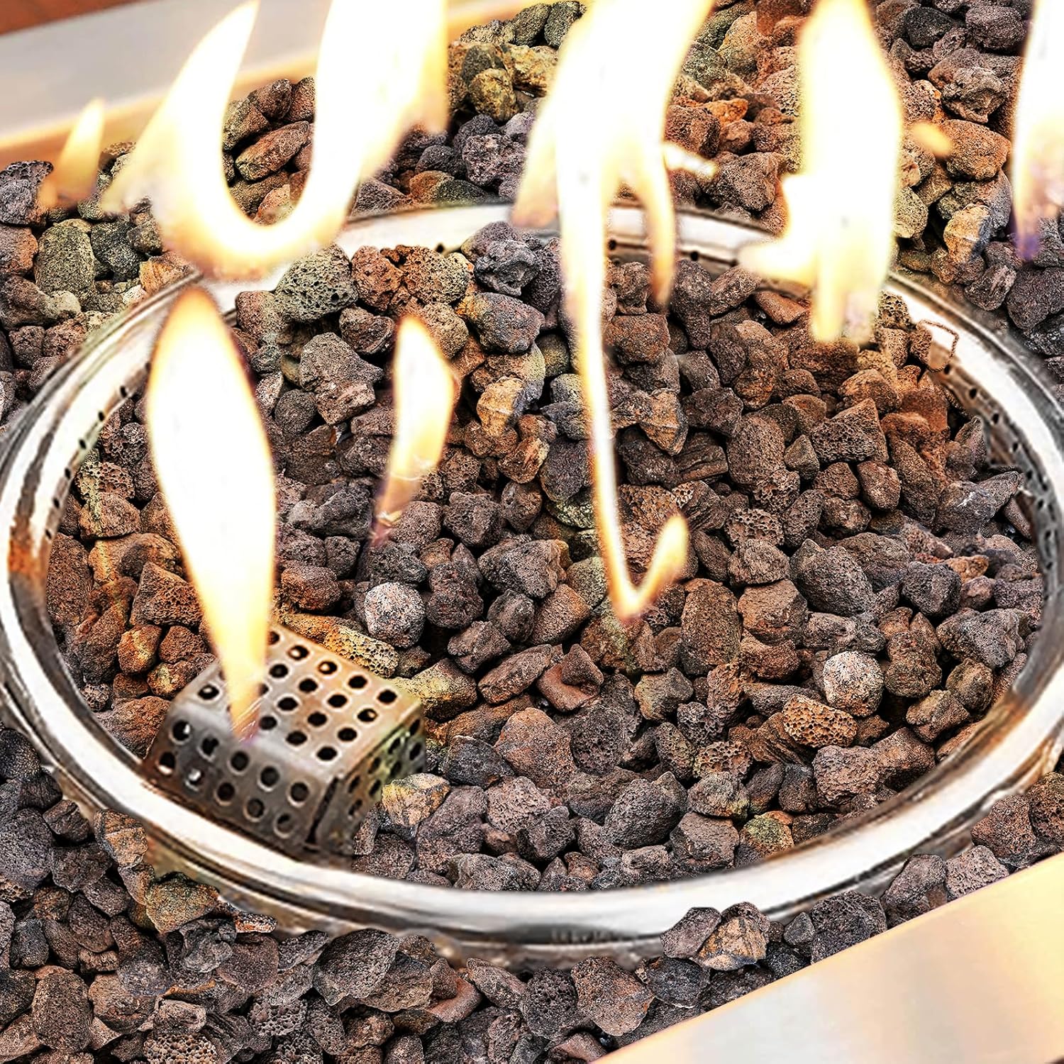 GRISUN Granules – Piedra de lava para pozo de ajuste, piedras de lava templadas naturales seguras de 1-3 pulgadas para chimenea, paisajismo, cuencos