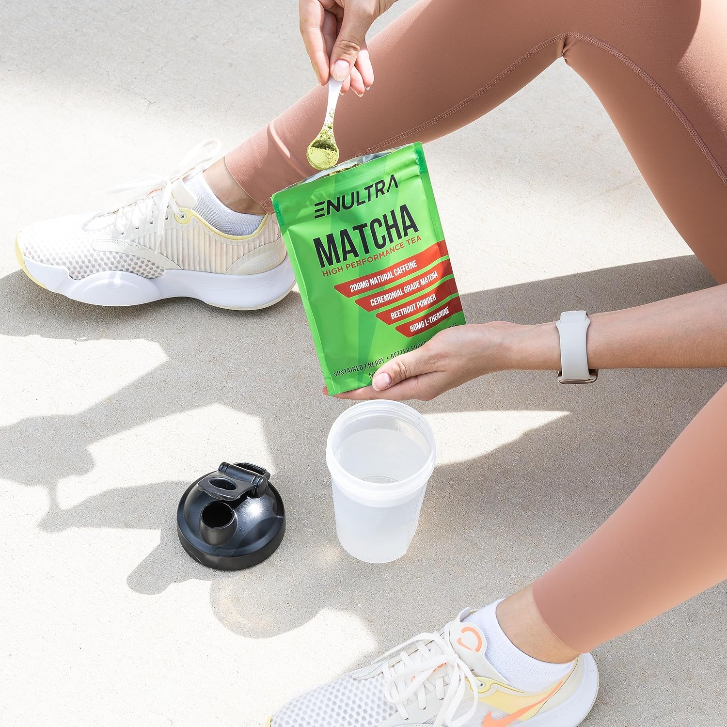 ENULTRA Té Matcha con alto contenido de cafeína, té de energía natural con remolacha, polvo de té verde matcha de grado ceremonial, 200 mg de