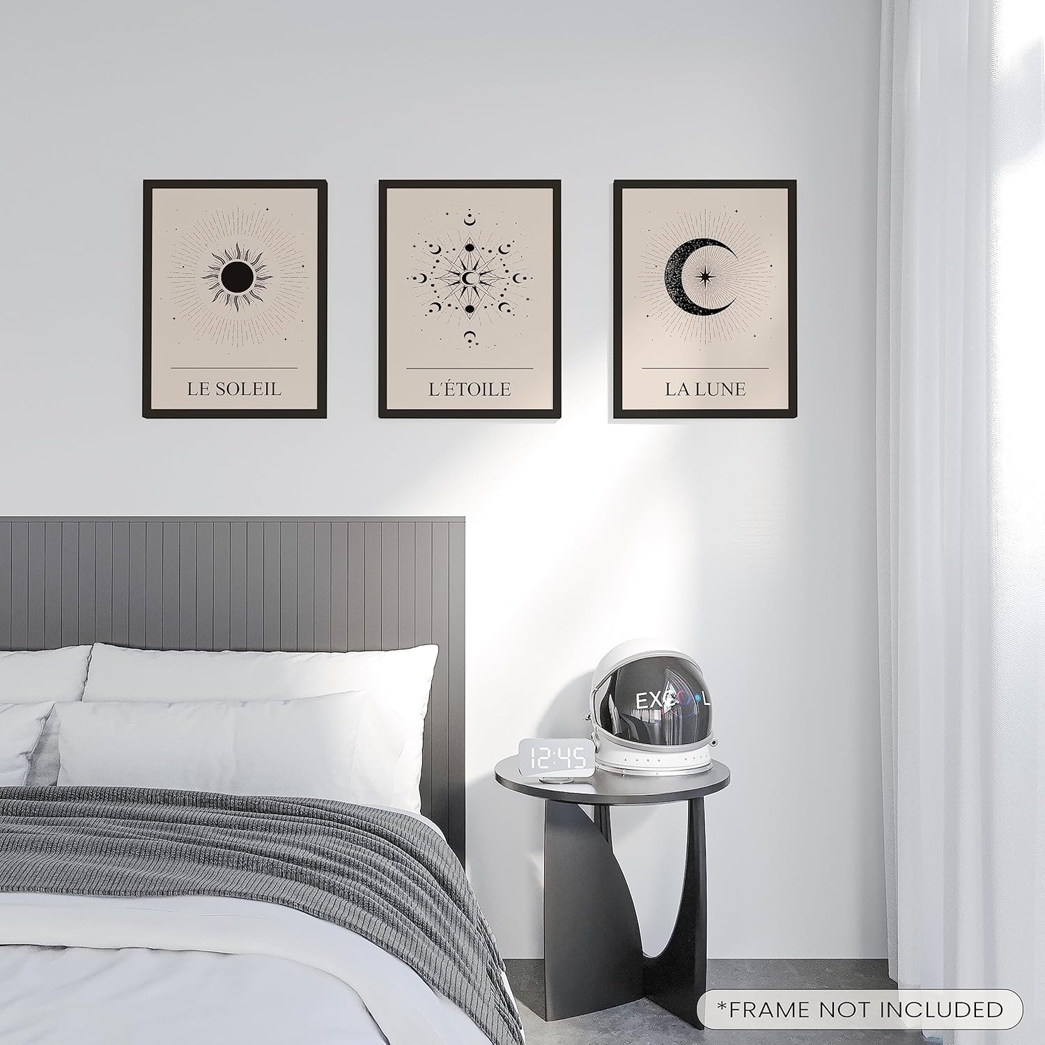 EXCOOL CLUB Decoración celestial bohemia  Póster de arte celestial de 12 x 16 pulgadas, decoración de tarot de estrella vintage, tarjeta de tarot de