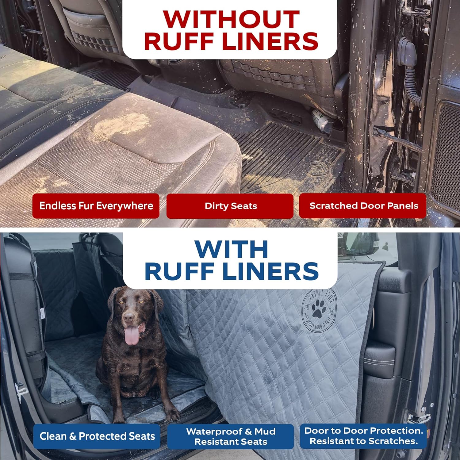 Funda de asiento de automóvil para perro lavable a máquina y protector de puerta de automóvil, se adapta a sedanes, SUV de tamaño mediano, camiones