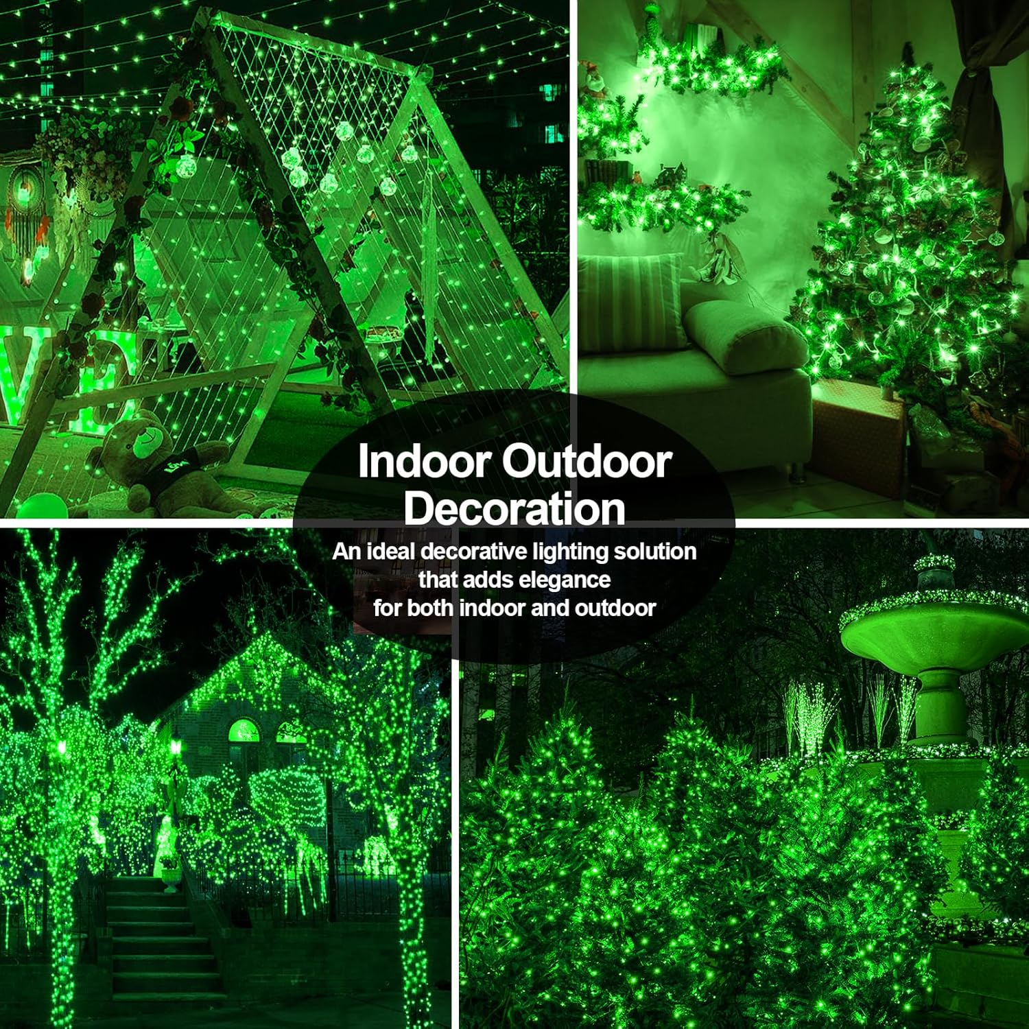 Luces de Navidad para exteriores, 1000 luces LED, 394pies, luces de Navidad súper largas, 8 modos y temporizador, cuerda de luces de fantasía, LED
