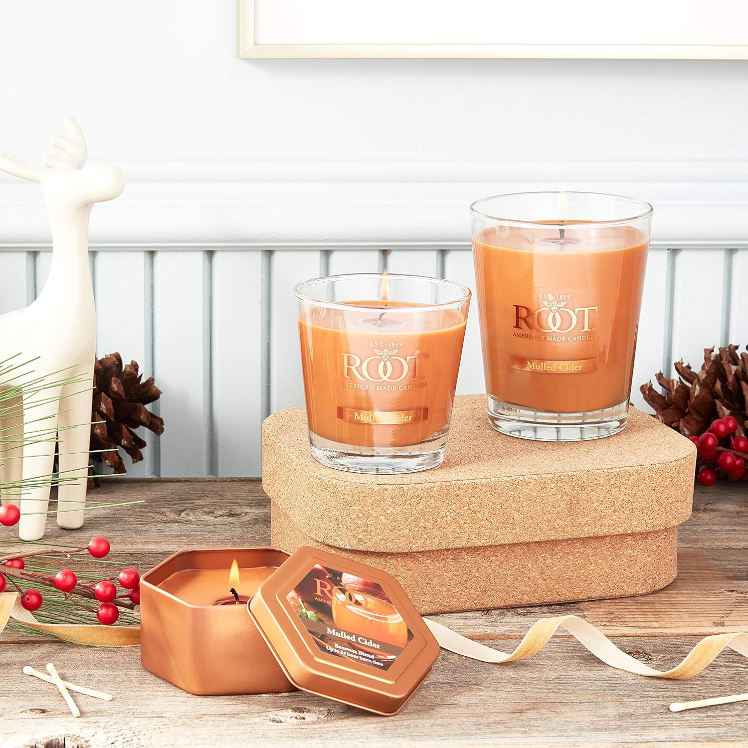 Vela aromática de cera de abeja, canela y especias