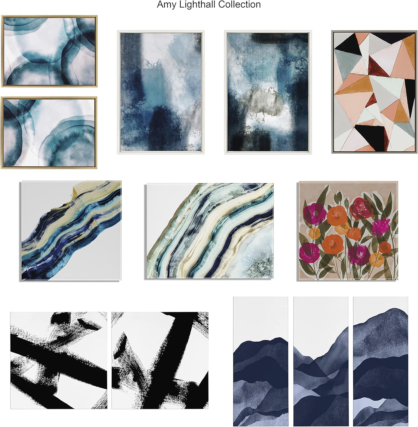 Kate and Laurel Sylvie Aqua Abstract 1 lienzo enmarcado para pared, diseño de Amy Lighthall, 23 x 33 pulgadas, gris, impresión artística decorativa