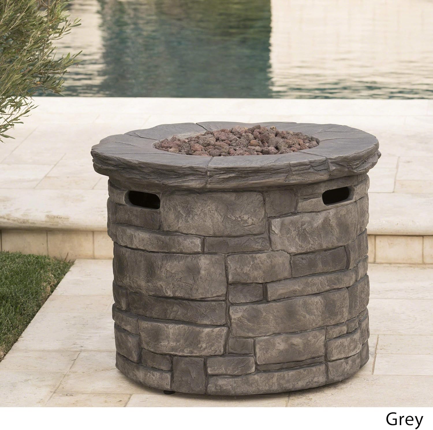 Christopher Knight Home Hoguera circular para exteriores Angeles – 40,000 BTU, gris