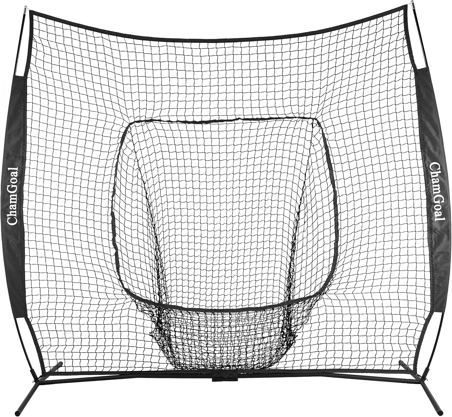 ChamGoal Red de béisbol y sóftbol degradado de 7 x 7 pies para golpear y lanzar, red de práctica de béisbol portátil para batear con bolsa de