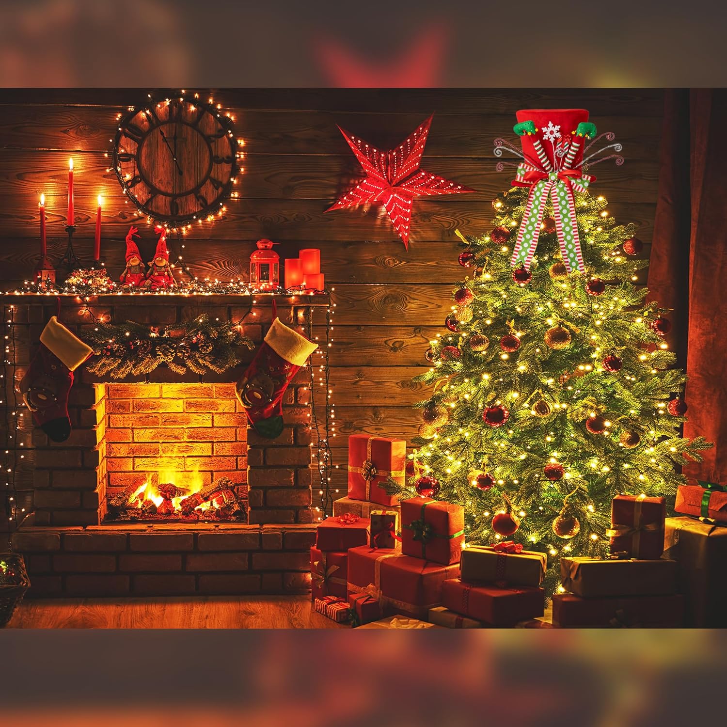 Sombrero para decoración del árbol de Navidad, patas de elfo, decoración de árbol de Navidad con lazo, adornos de árbol de Navidad para decoración