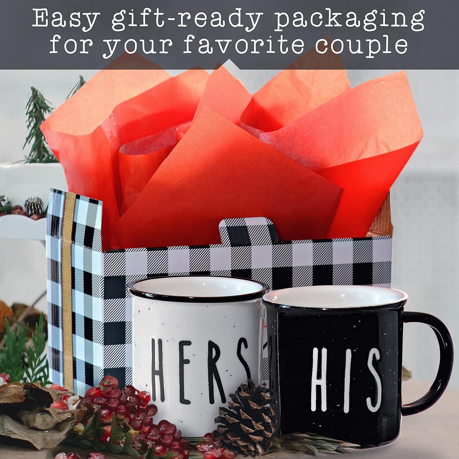 MAINEVENT Juego de 2 tazas de café de 11 onzas, lindas tazas de café a juego para parejas, regalos para él y ella, Navidad, juego de tazas de café