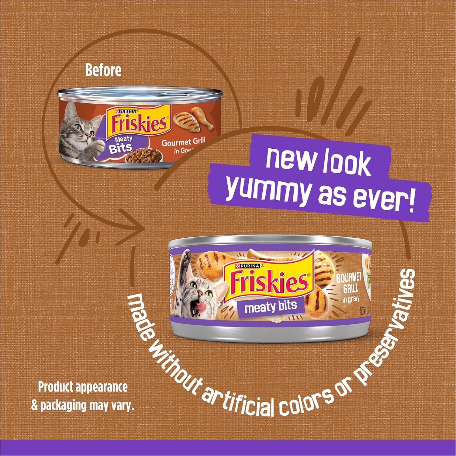 Purina Friskies – Meaty Bits Gourmet Grill – Alimento húmedo en salsa para gatos. Lata de 5.5 onzas
