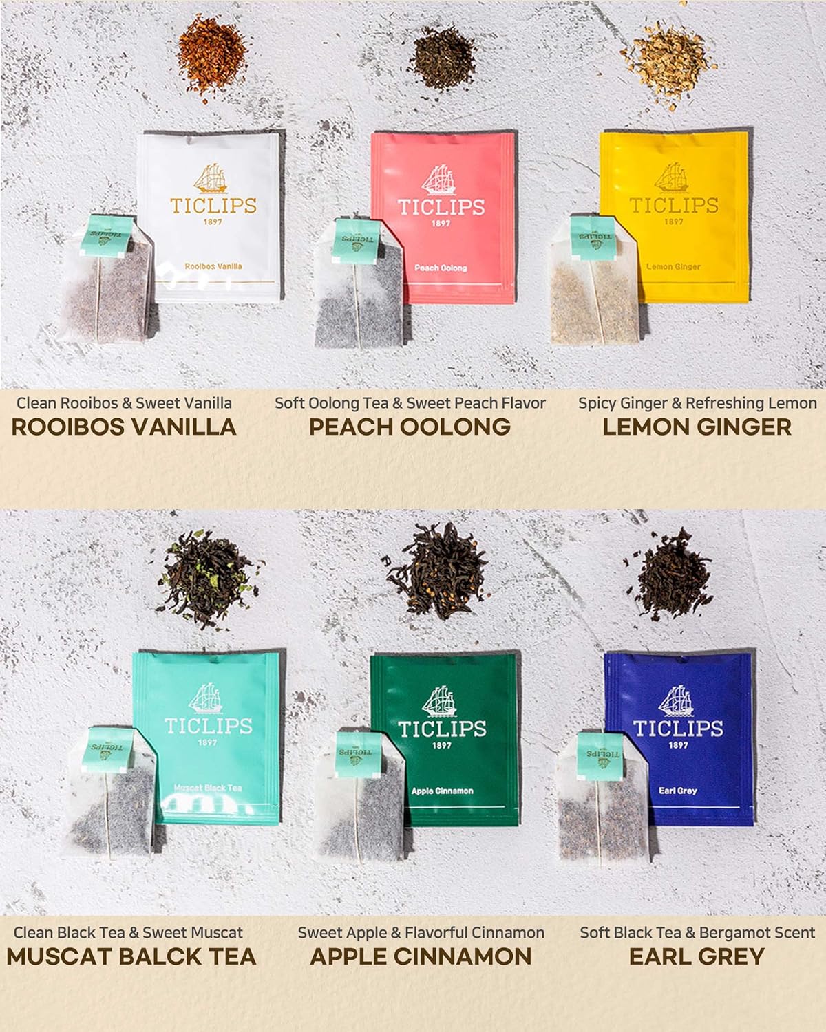 Ssanggye TICLIPS – Té Earl Grey de 0.05 oz x 20 TB Té mezclado de alta calidad, sabor delicado, té negro, bergamota, mezcla de hierbas, aroma dulce