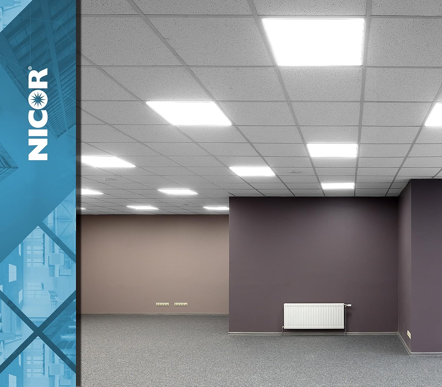 NICOR Lighting TGL124U35-2PK TGL Troffer, 2 x 4 pies, blanco