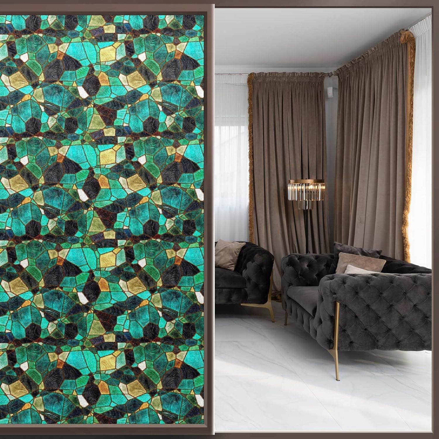 Película opaca de vidrio esmerilado de arco iris, película opaca para cortinas de cocina, película antideslumbrante, para la oficina en casa,