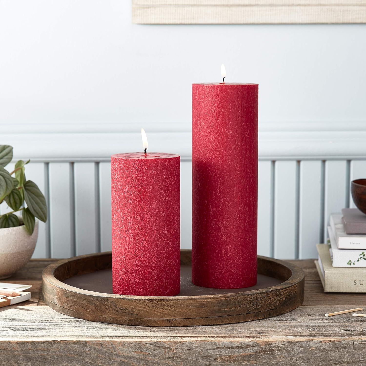 Vela de pilar con fragancia de línea de árboles, de Root Candels, man-made-material, Hollyberry, 6 – pulgadas