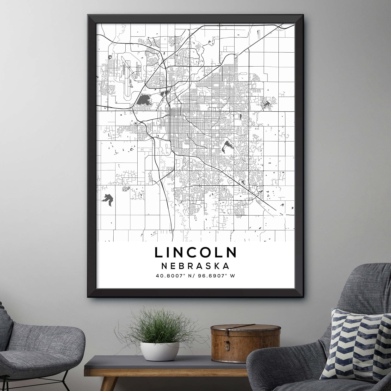 Mapa de Lincoln, Nebraska, Light 2 (8×10)