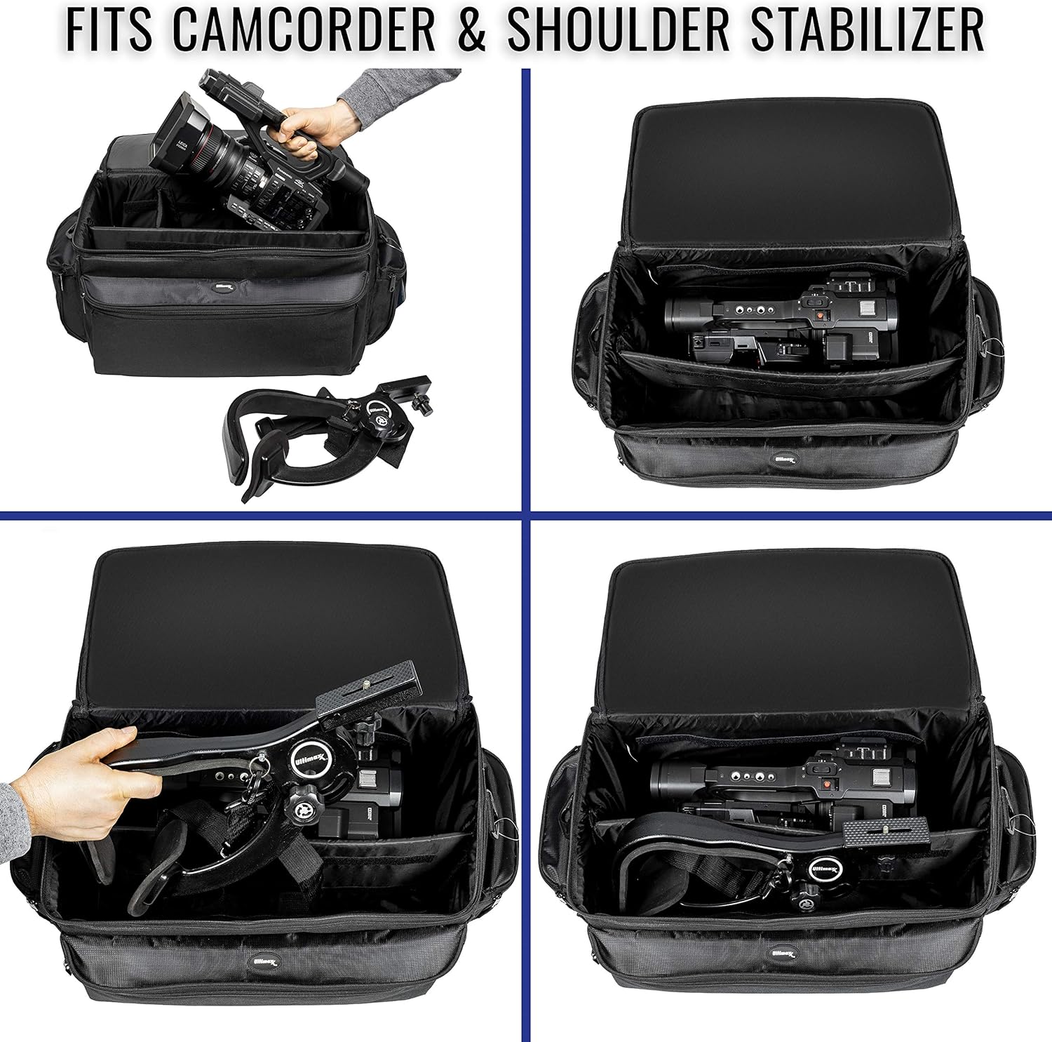 Ultimax – Bolsa extra grande y resistente al agua compatible con videocámaras y accesorios para Panasonic AG-AC160, AC30, AC90A, AC130A, AF100,