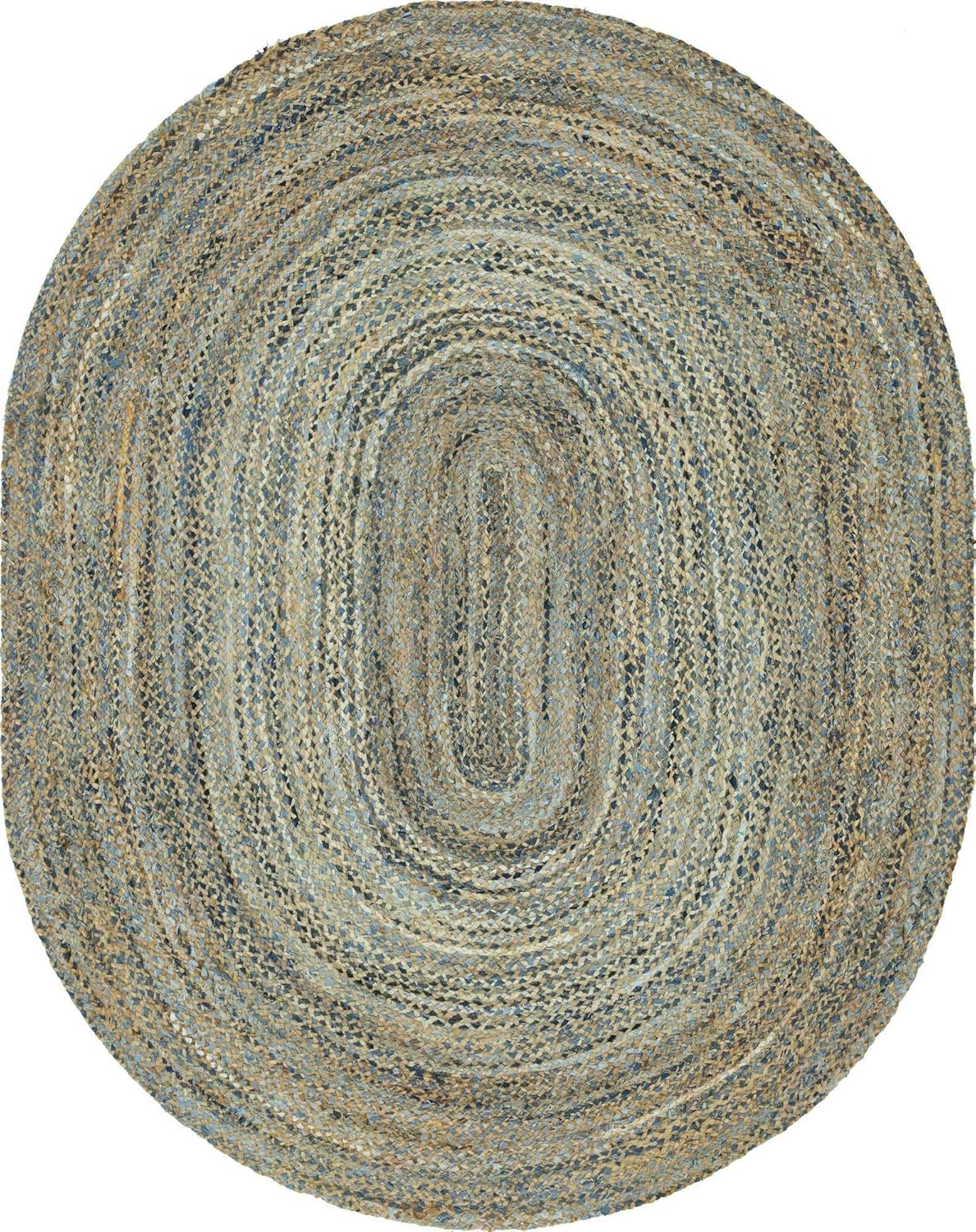 Unique Loom Alfombra trenzada Chindi Collection BCH006, estilo casual y moderno, 8 x 10 pies, azulbronceado