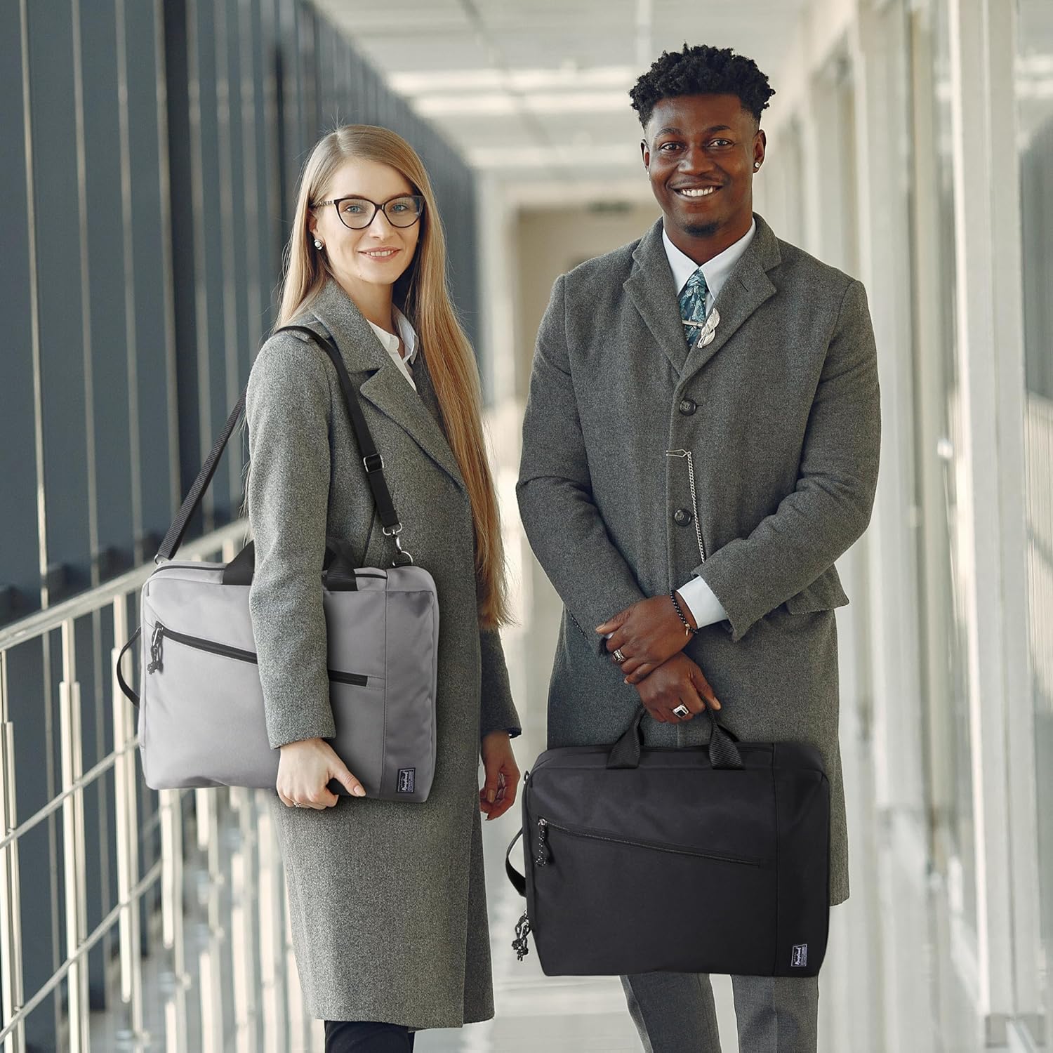 Rangeland Mochila Smart Business Brief – Bolso de mensajero de hombro para laptop Urban Commuter, Gris,claro