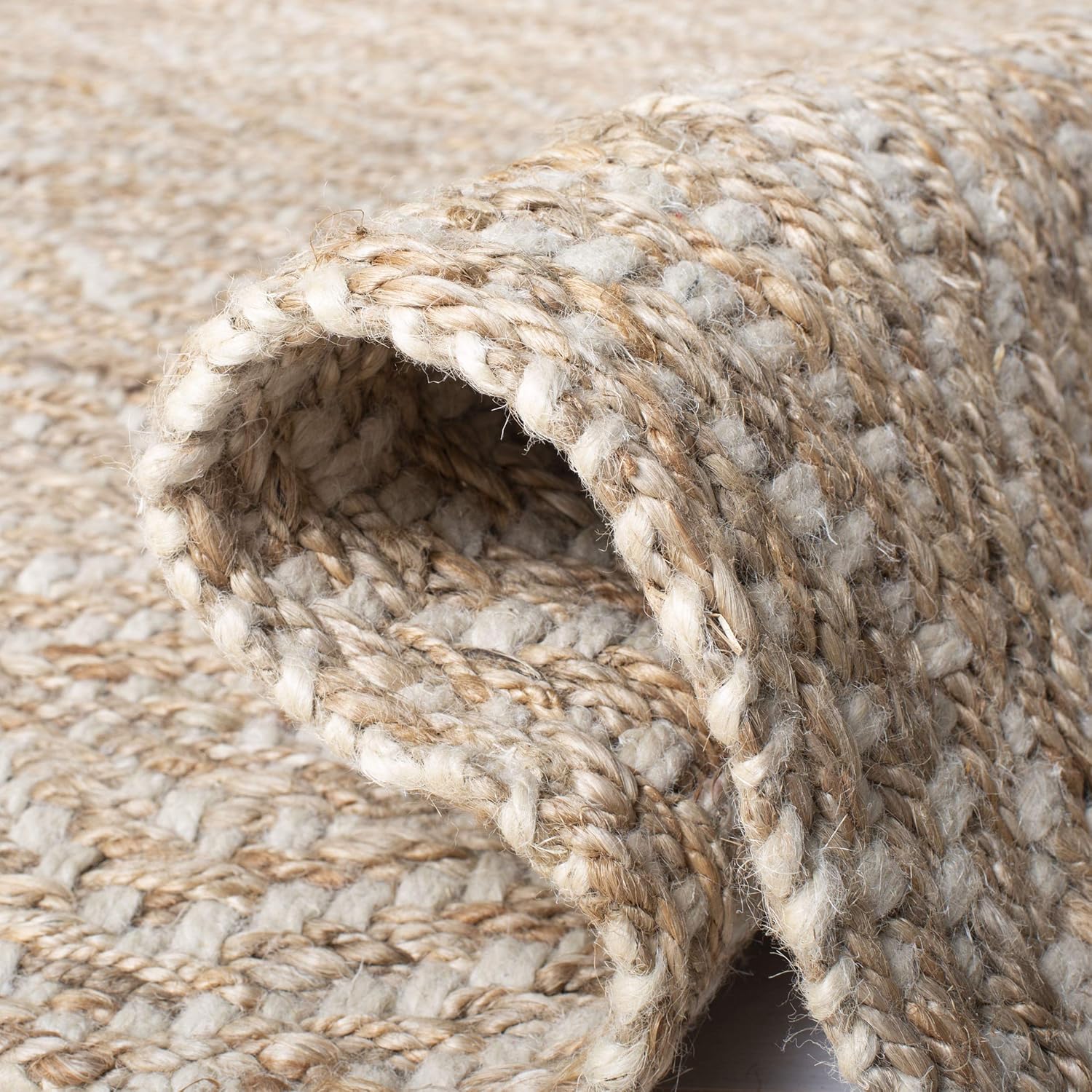 SAFAVIEH Alfombra de área de la colección de fibra natural, 5 x 8 pies, natural y marfil, hecha a mano de yute tejido bohemio, ideal para zonas de