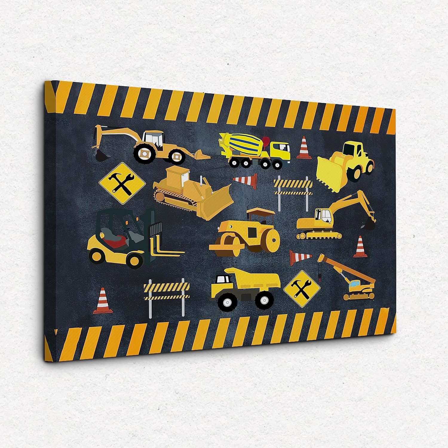 Nogrit Lienzo decorativo para pared de 14 x 11 pulgadas, diseño de excavadores de construcción infantil, tractores, vehículos, decoración temática
