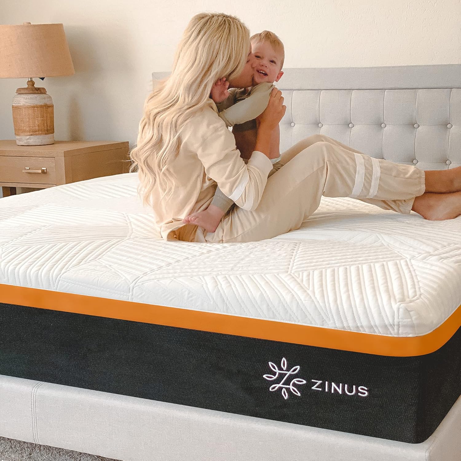 ZINUS – Colchón híbrido de resortes, con bolsillo adaptativo de cobre refrigerante, cubierta absorbente de humedad, espuma de refrigeración y