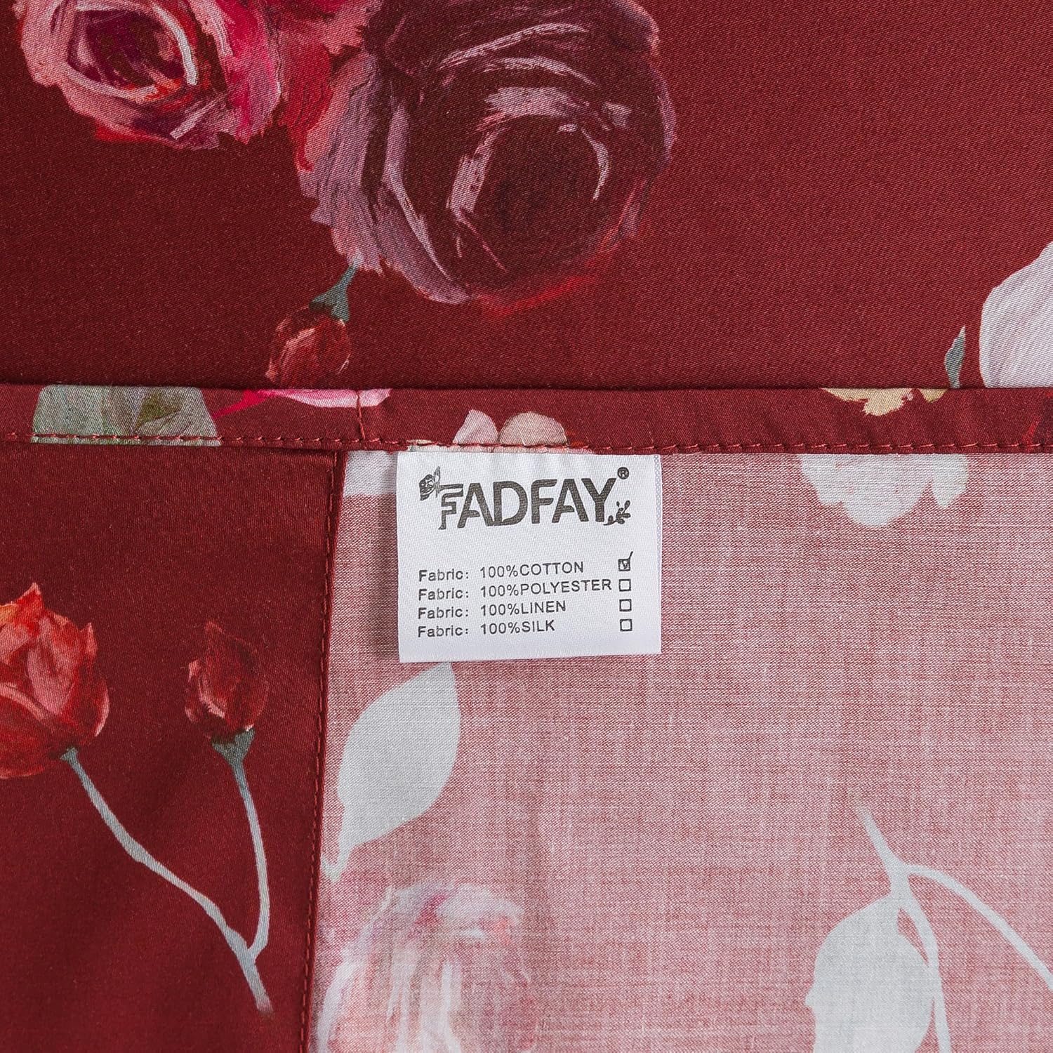 FADFAY Sábanas de rosas rojas, tamaño individual XL, ropa de cama vintage floral rosa elegante, ropa de cama de granja desgastada, 100% algodón