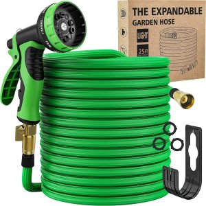 Manguera de jardín expandible de 25 pies con boquilla rociadora de 10 funciones, tubo multicapa de alta elasticidad, tubo multicapa a prueba de Manguera de jardín expandible de 25 pies con boquilla rociadora de 10 funciones, tubo multicapa de alta elasticidad, tubo multicapa a prueba de