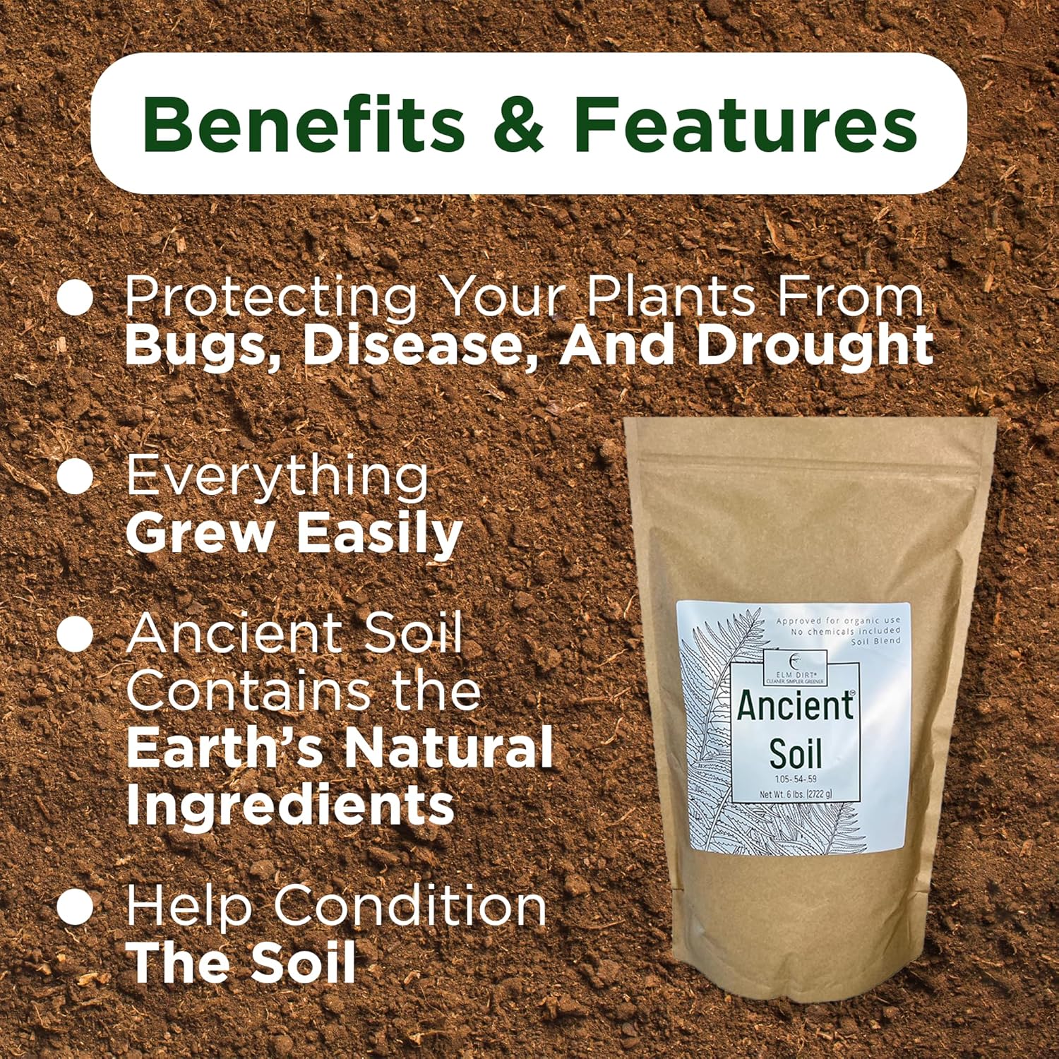 Elm Dirt Suelo antiguo prémium para todas las plantas, suelo orgánico para plantas de exterior y suelo de plantas de interior, suelo de jardín para