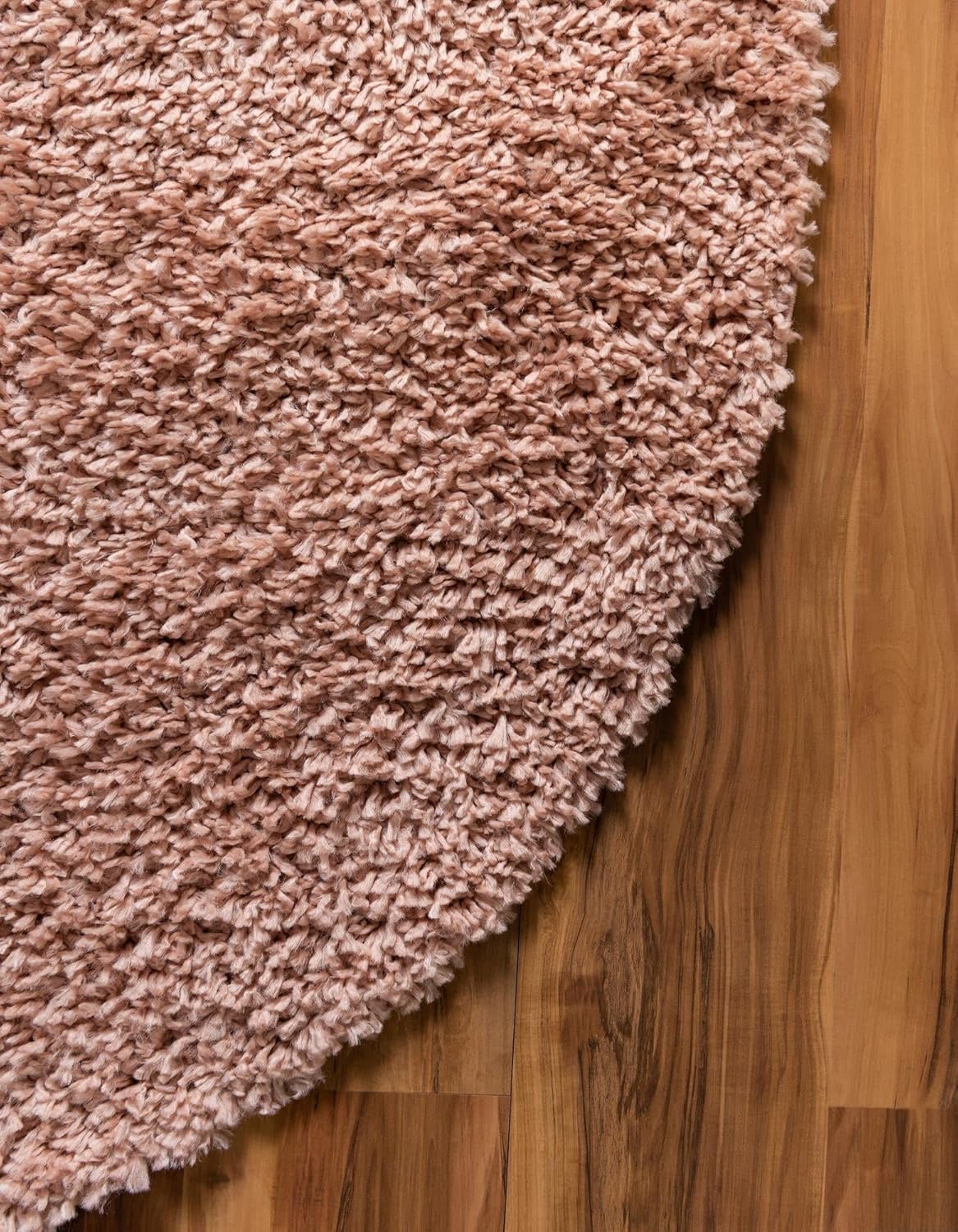 Rugs.com Zermatt Shag Collection – Alfombra ovalada de 5 x 8 pies, color rosa polvoriento, perfecta para salas de estar, comedores grandes, planos