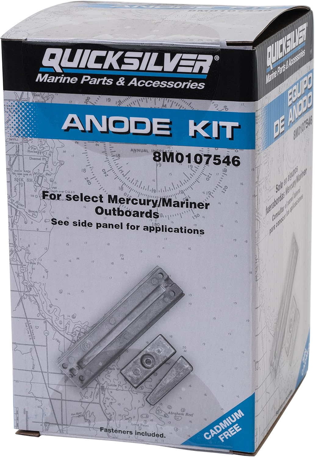 Quicksilver 8M0107546 Kit de ánodo de aluminio para fuerabordas selectas Mercury 40-115 Hp