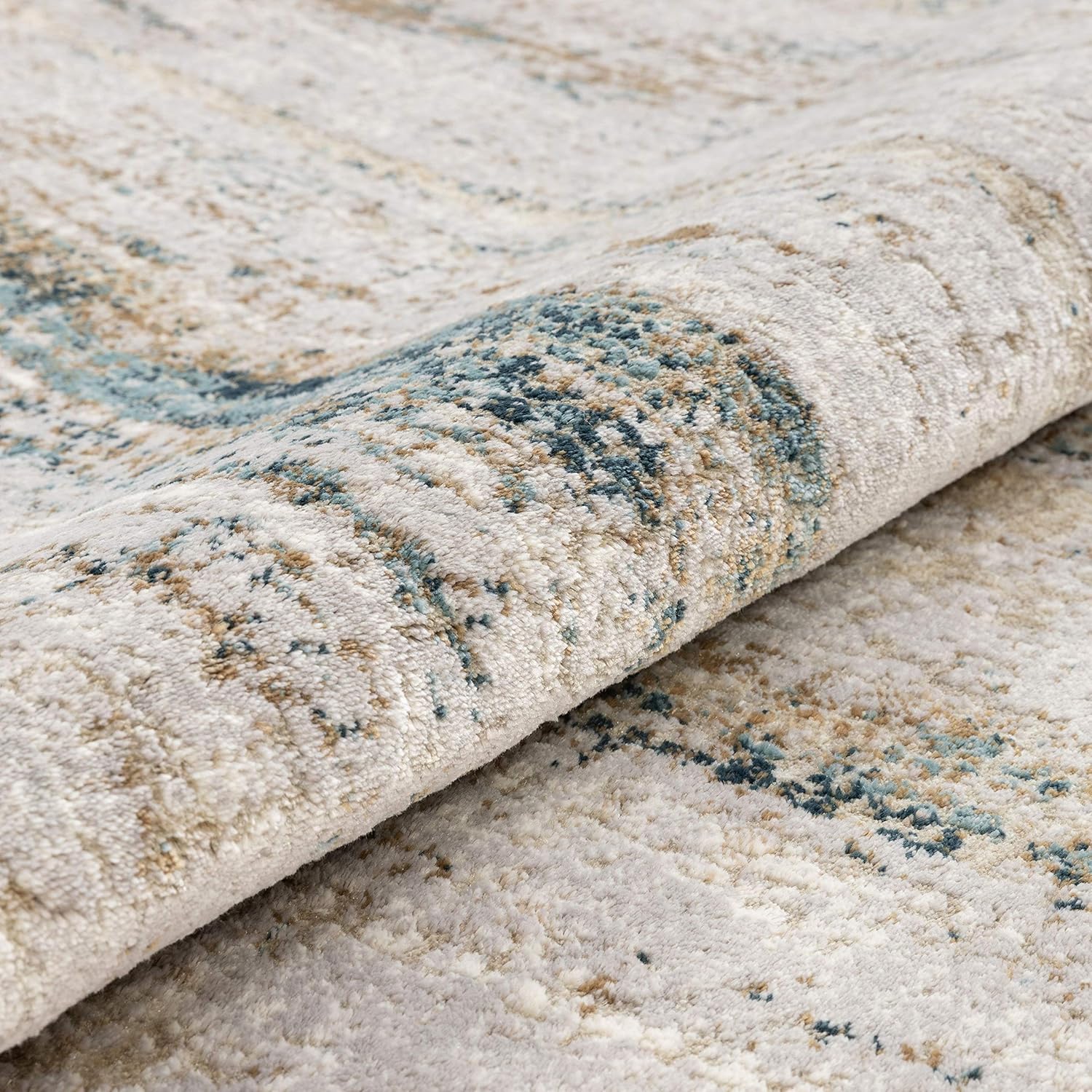 Well Woven Lada – Alfombra vintage envejecida beige y azul (5 pies 3 pulgadas x 7 pies 3 pulgadas)