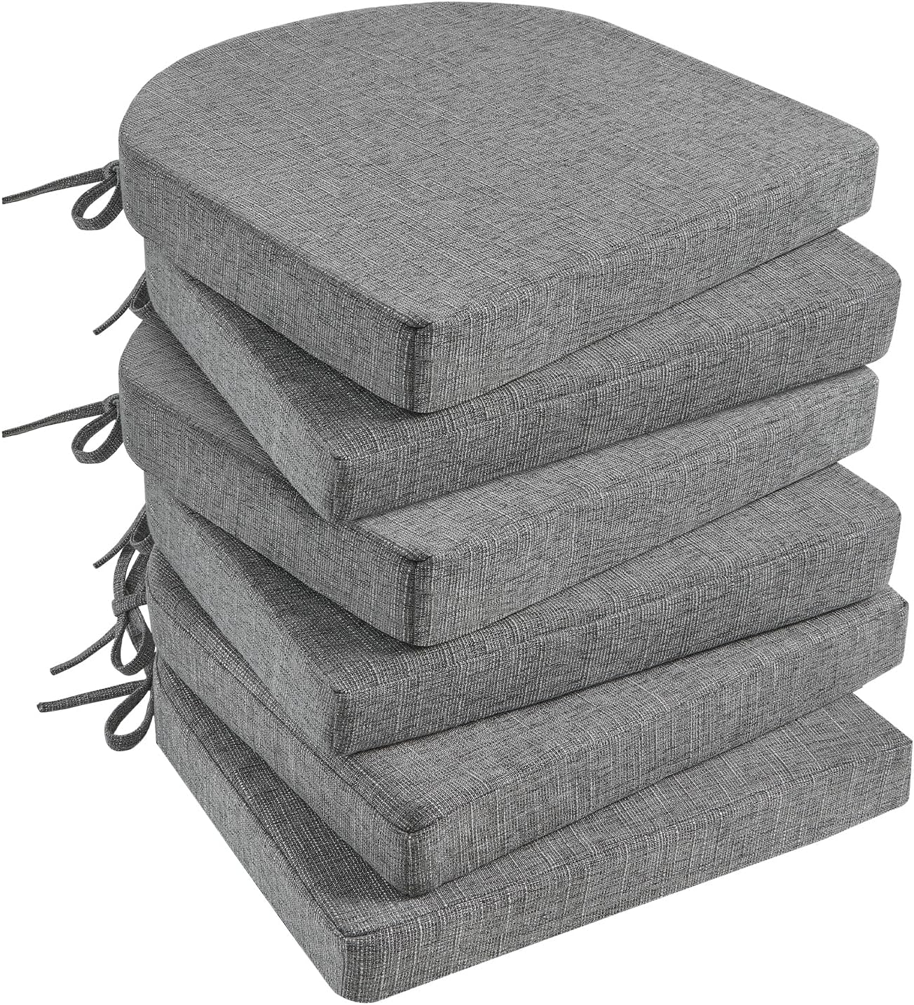 Basic Beyond Cojines para sillas de comedor, 6 unidades, cojines de espuma viscoelástica con lazos y respaldo antideslizante, almohadillas para