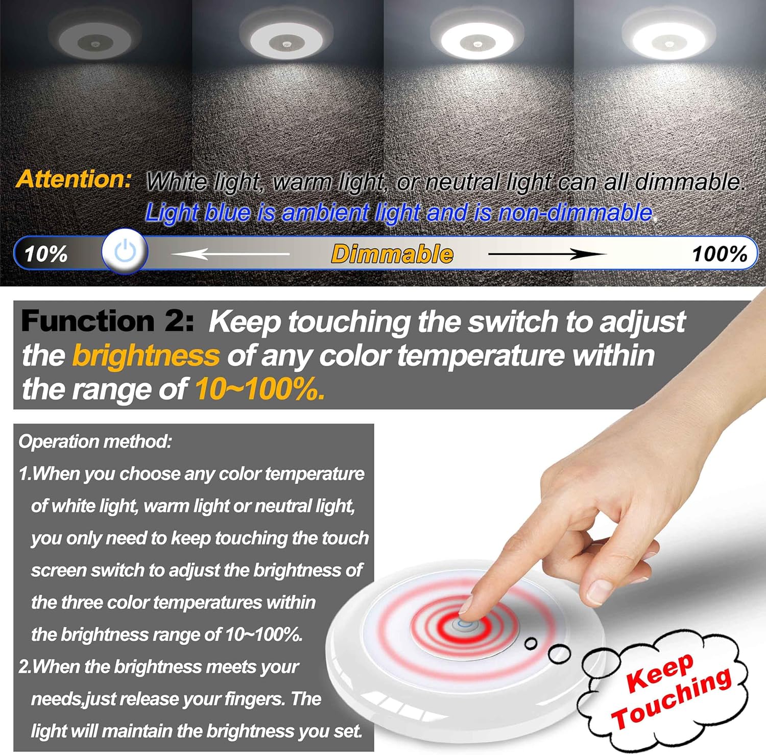 Luces LED interiores de 12 V CC para caravana, 4 colores, luces de cámper regulables, 2700 K, cálidas, 4000 K, natural, 6000 K, blanco frío, luces