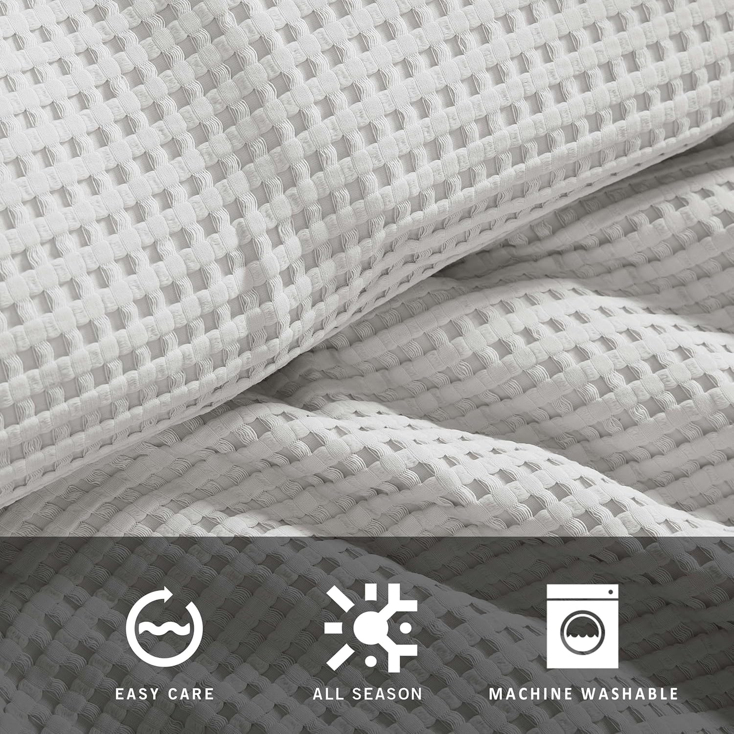 Kenneth Cole – Juego de edredón King, ropa de cama suave con textura de gofre con fundas a juego, acogedora decoración del hogar con relleno elevado