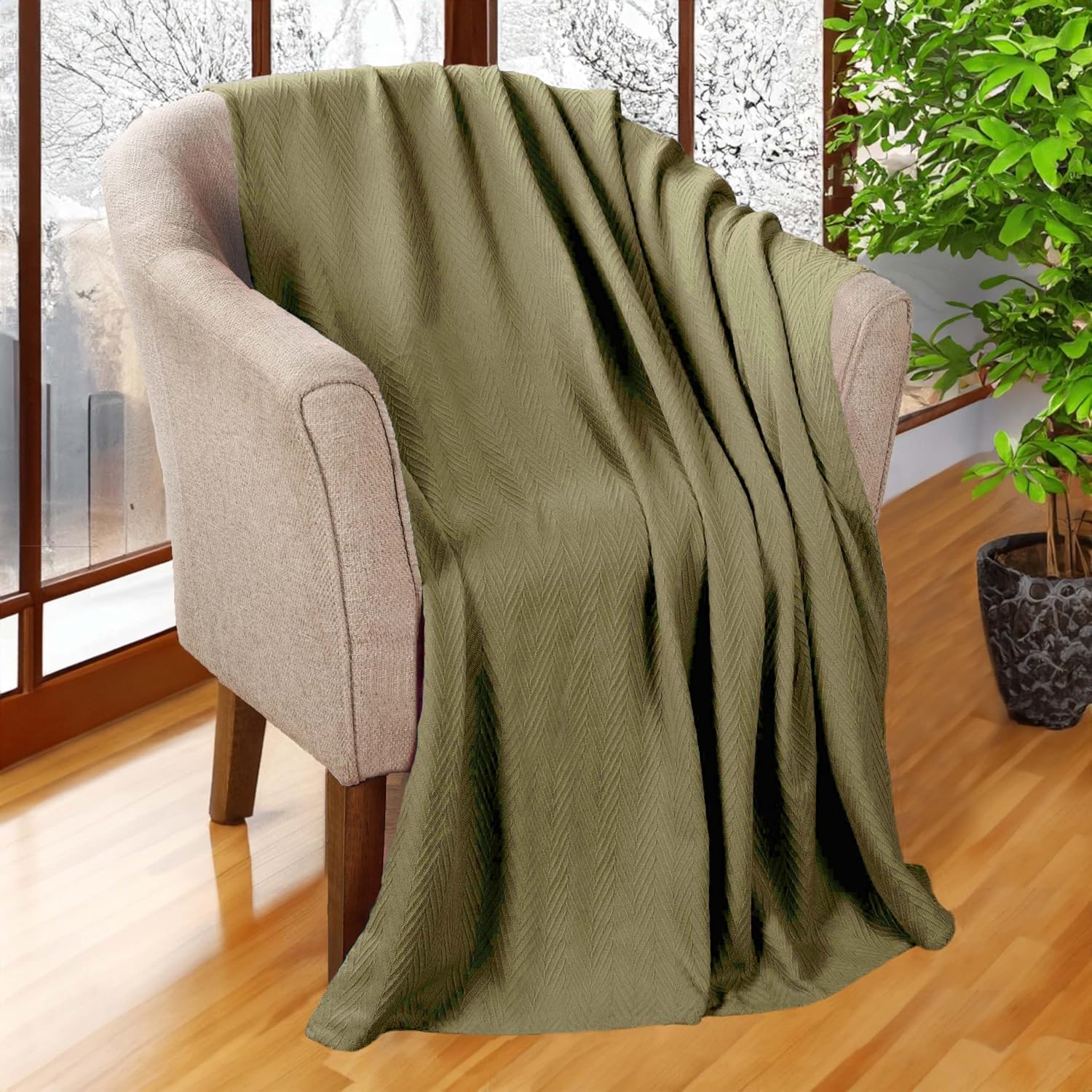 SUPERIOR Manta de gran tamaño 100% algodón, manta tejida para sofá, cama, ropa de cama, casa de campo, artículos esenciales para el hogar, mantas