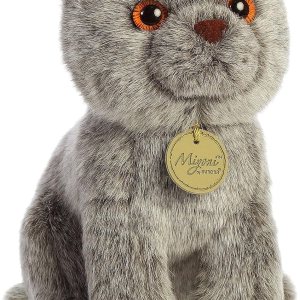 Aurora Adorable gato Fold escocés de peluche Miyoni, detalle realista, compañía entrañable, gris, 9 pulgadas Aurora Adorable gato Fold escocés de peluche Miyoni, detalle realista, compañía entrañable, gris, 9 pulgadas