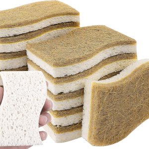 ENHYIVE Paquete de 12 esponjas naturales, esponjas de cocina ecológicas, esponjas naturales para lavar platos, esponja biodegradable compostable de ENHYIVE Paquete de 12 esponjas naturales, esponjas de cocina ecológicas, esponjas naturales para lavar platos, esponja biodegradable compostable de