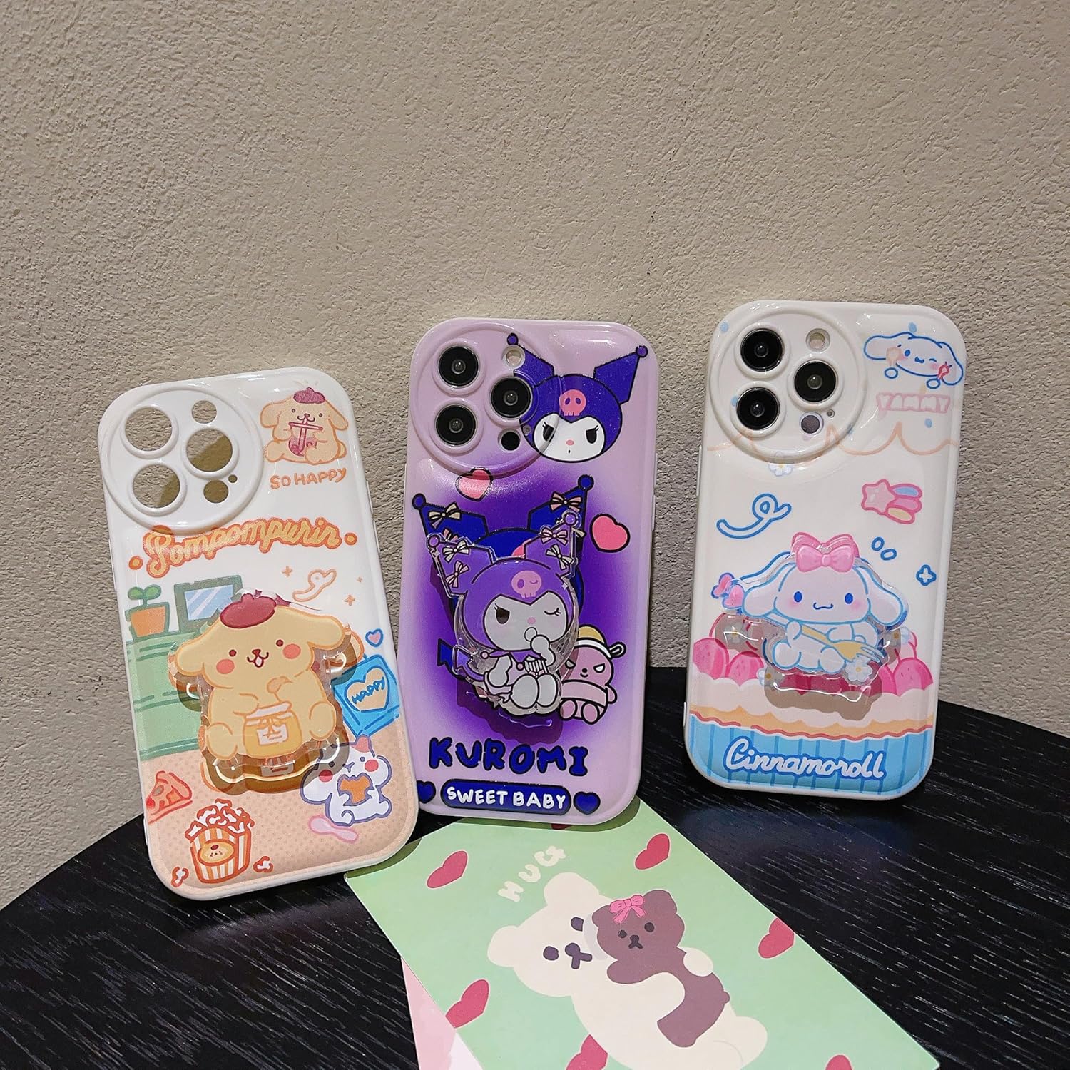 Funda Kawaii compatible con iPhone 12 Pro Max, bonita funda de dibujos animados, funda suave de TPU con soporte de agarre para mujeres y niñas,