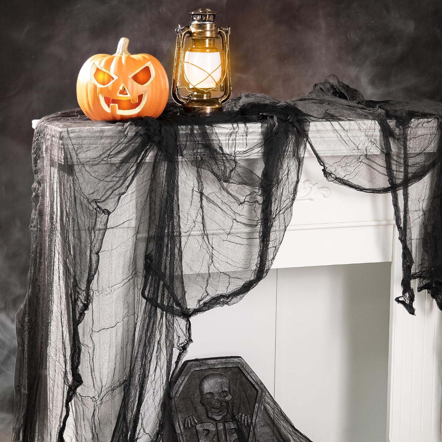 Tela espeluznante de Halloween de 197 x 85 pulgadas, tela espeluznante de Halloween, tela espeluznante de gasa aterradora para casa encantada,