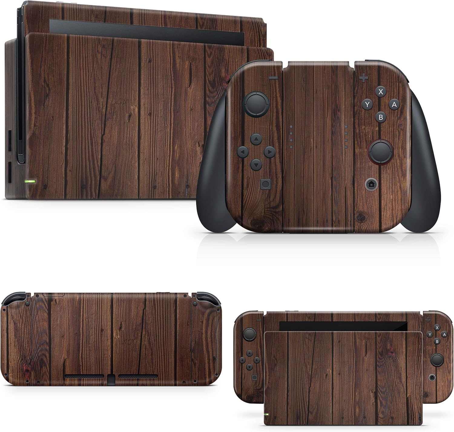giZmoZ n gadgetZ Adhesivo de vinilo de piel de madera compatible con consola Nintendo Switch + 1 juego de fundas de controlador