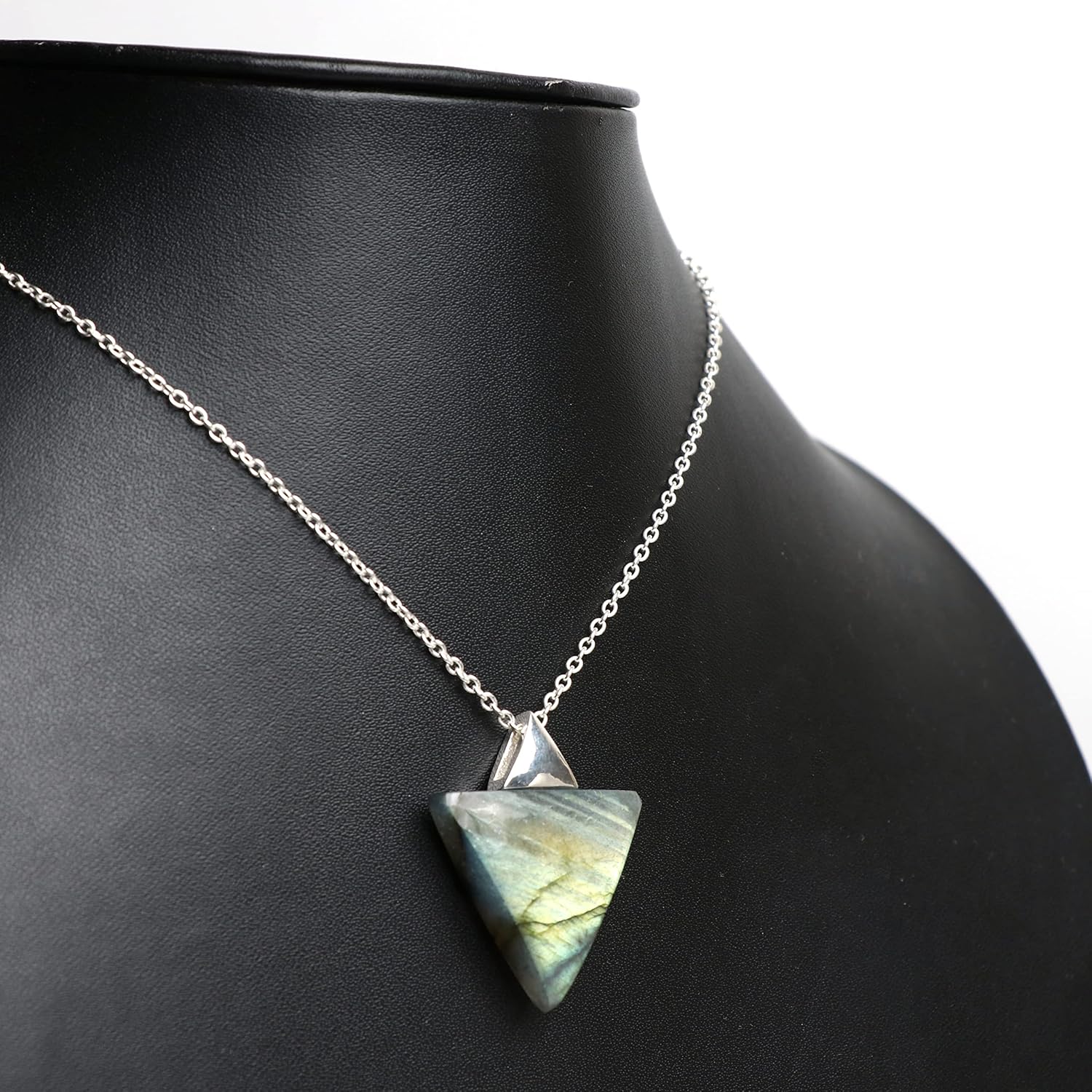 Gempires Labradorite Pendant in Triangle Shape – Pendant for Protection Against Negetive Energy – Unisex Pendant (Labradorite)