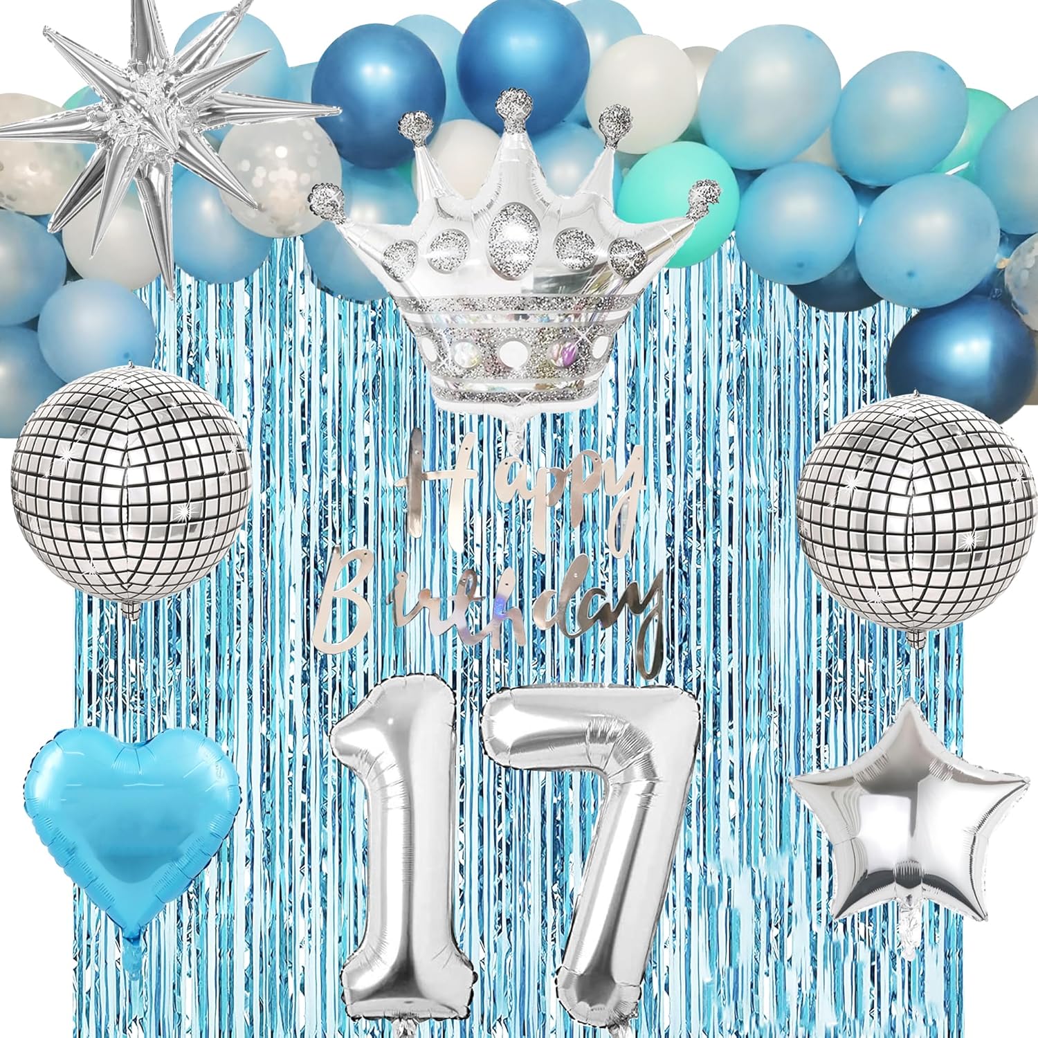 Decoración de fiesta de cumpleaños número 17 de Dancing Queen, decoraciones de fiesta de Mamma Mia para niñas, globos de bola de discoteca, cortina